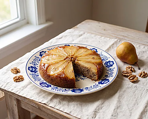 Pear & Walnut Upside-Down Cake
