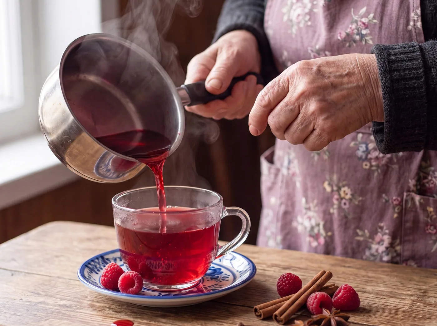 Making Raspberry Honey Sbiten (Old Slavic Hot Drink)
