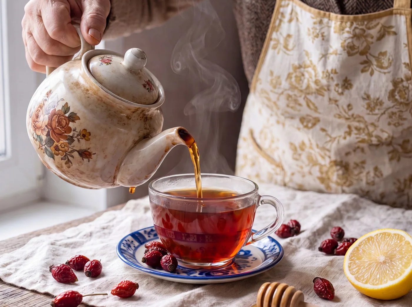 Making Rosehip & Honey Vitamin Tea