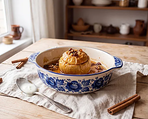 Spiced Baked Apples with Walnuts & Honey (Pechyonye Yabloki)