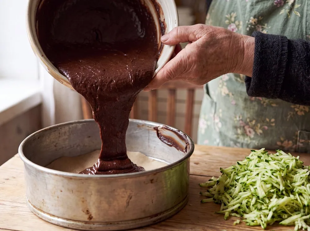 Making Zucchini Chocolate Cake